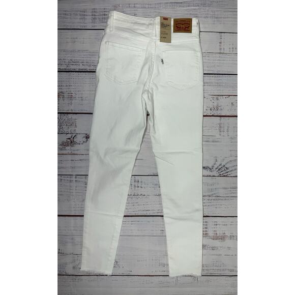 Levi 721 Jeans Women Size 0 (W25) High Rise Skinny Stretch Distressed White NWT - Picture 2 of 8